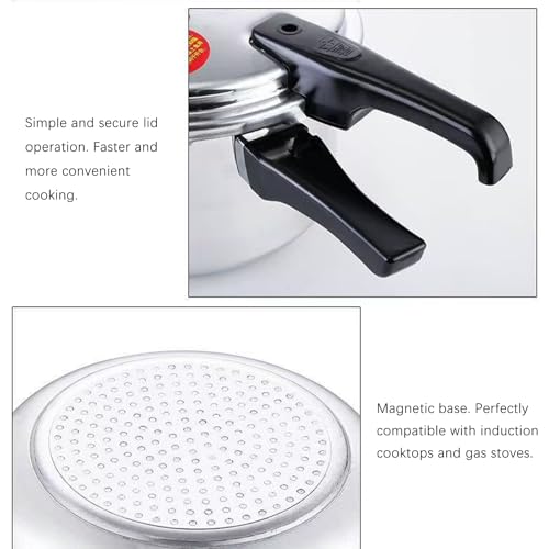 Small Pressure Cooker, Mini Aluminum Alloy Pressure Cooker with Magnetic bottom, Safety and Durable Compact Pressure Canner compatible for induction cookers and gas stoves (3L)