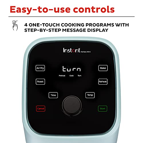 Instant Pot Vortex 2QT Mini Air Fryer,Small Air fryer that Crisps,Reheats, Bakes,Roasts for Quick Easy Meals,Includes over 100 In-App Recipes, is Dishwasher-Safe, from the Makers of Instant Pot, Aqua