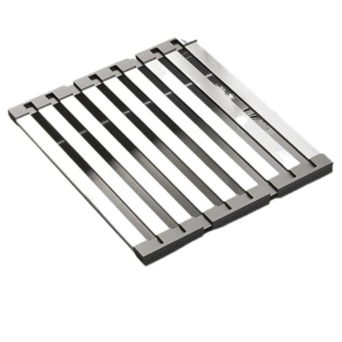 KATPOSIN Roll Up Dish Drying Rack, Over Sink Stainless Steel Rack,Foldable Kitchen Sink Mat,Kitchen Sink Drain Rack Dish Storage Rack (19.69" H x 12.8" W)