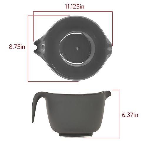 Glad Mixing Bowl with Handle – 3 Quart | Heavy Duty Plastic with Pour Spout and Non-Slip Base | Dishwasher Safe Kitchen Supplies for Cooking and Baking, Grey