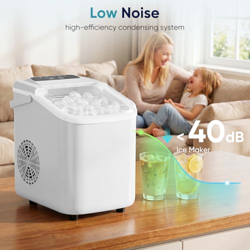 DUMOS Ice Maker Countertop, Ice Machine with Portable Handle, Basket and Scoop, 26lbs Daily, 9 Bullet Cubes in 6-8 Mins, Auto-Cleaning for Home, Kitchen, Office, Outdoors, RV Camping