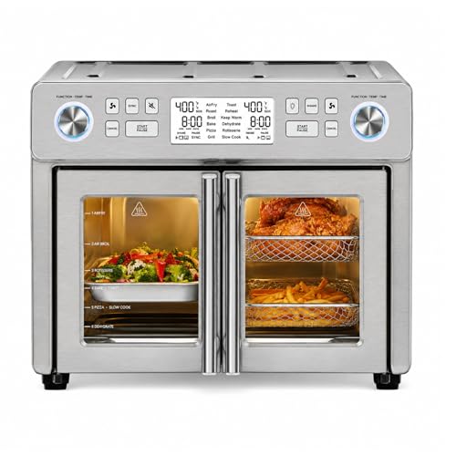 Emeril Lagasse Dual Zone 360 Air Fryer Oven Combo with French Door, 25 QT Extra Large, Cook Two Foods in Different