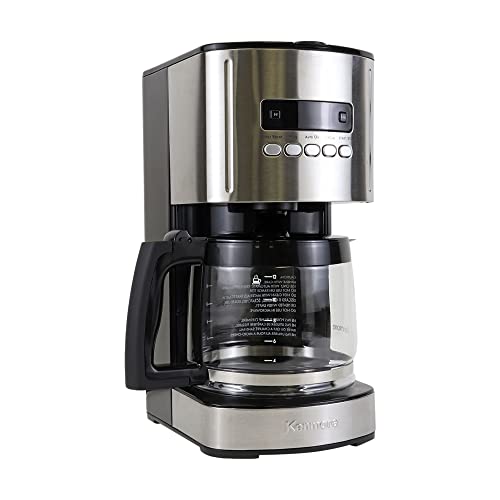 Kenmore Drip Coffee Maker, 12 Cup Programmable Cafe Machine With Glass Pot, Regular & Bold