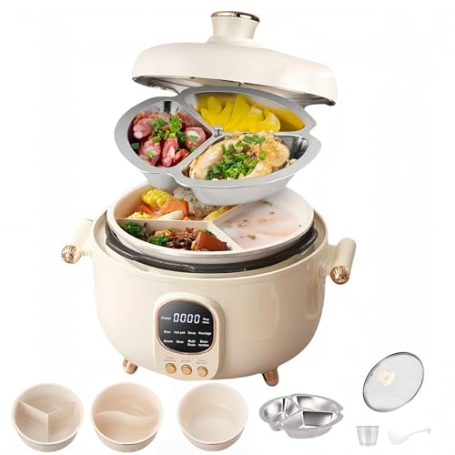 4L Electric Hot Pot Pressure Cooker, Multi-Compartment Smart Cooker with 70KPa Pressure Cooking, Digital Display, 10 Presets, 24H Timer, Nonstick Electric Cooker for Soup, Rice, Stew & Mushy Food