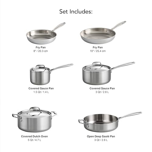 Tramontina Signature Tri-Ply Clad Stainless Steel 9-Piece Cookware Set with Lids, Pots and Pans Kitchen Set, Induction-Ready, Dishwasher-Safe, NSF-Certified