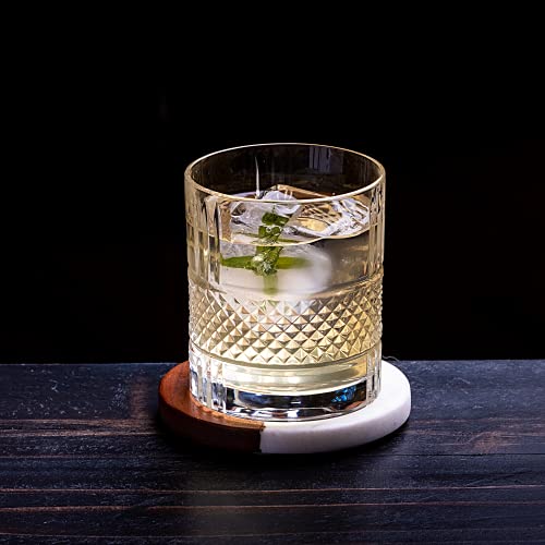 Crystal Whiskey Glasses - Set of 2 Reserve Glass Tumblers (10oz) for Whisky, Scotch & Bourbon - Rocks Glasses for Old Fashioned Cocktails & Drinks - Elegant Gold Foil Gift Box