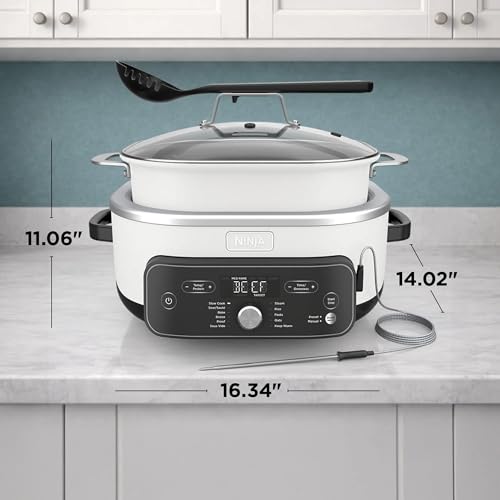 Ninja Foodi PossibleCooker PRO Plus with 11-in-1 Smart Cook System, Thermal Surround Technology, Powerful 1400-Watt Base, Oven safe up to 500º F - White (Renewed)
