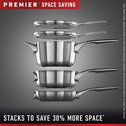 Calphalon Premier Space-Saving Stainless Steel Pots and Pans, 10-Piece Cookware Set