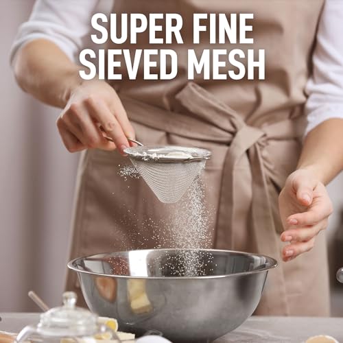 Zulay Kitchen 304 Stainless Steel Fine Mesh Strainer 3.35 in - Strainers Fine Mesh, Tea Strainers for Loose Tea - Perfect for Tea, Cocktails, Juicing, Drinks, Liquids, Matcha, Coffee & More