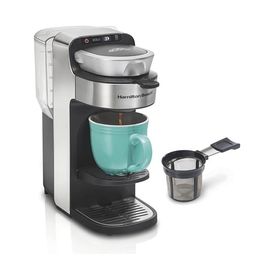 Hamilton Beach The Scoop Single Serve Coffee Maker & Fast Grounds Brewer for 8-14oz. Cups, Brews in