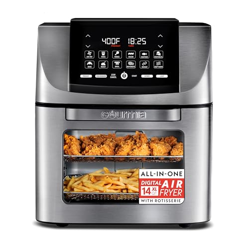Gourmia Air Fryer, 14 Qt All-in-One Rotisserie Oven with Digital Display, 12 Presets, Roast, Bake, Broil