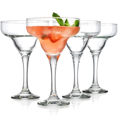 Glaver's Margarita Glasses Set Of 4, 10 oz. Bar Glasses for Cocktails, Martini, Margarita, Dessert, and Everyday Use Crystal Clear Classic Martini Glasses, Dishwasher safe.