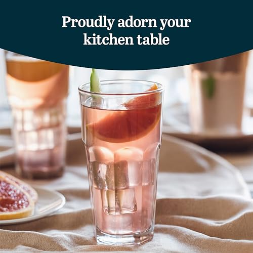 Libbey Gibraltar 16 oz Glass Tumbler, Iconic Heavy Base Glass Drinking Glasses Set of 12, Dishwasher Safe Drinkware Set of 12
