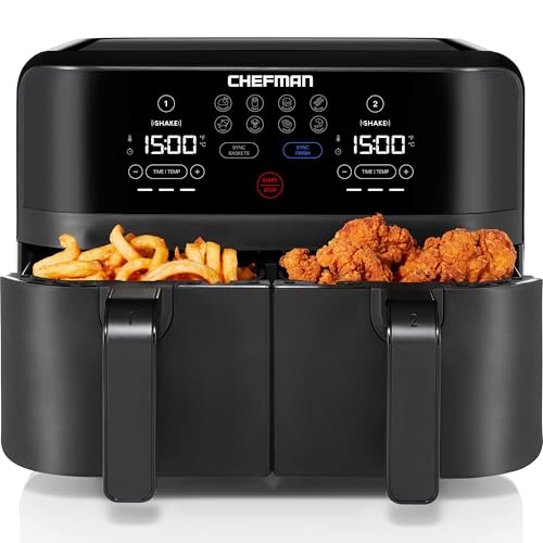 Chefman TurboFry Touch Dual Air Fryer, Maximize The Healthiest Meals With Double Basket
