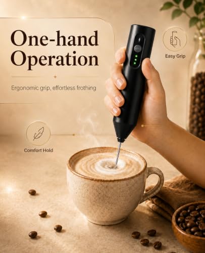 Rechargeable Electric Milk Frother Handheld, Hand Mixer Coffee Frother Wand