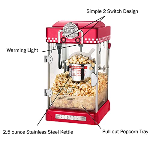 Great Northern Popcorn Company 83-DT5621 Northern Company Red GNP Little Bambino 2-1/2 Ounce Retro Style Popcorn Popper Machine, 2.5 Ounce