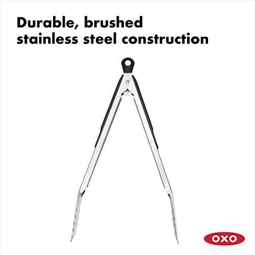 OXO Good Grips Stainless Steel Locking Tongs for Cooking, Kitchen Tongs, 12in