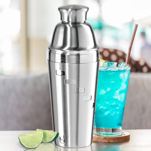 OGGI Dial A Drink Cocktail Shaker - Stainless Steel, 15 Recipes, Built in Strainer, 34 oz - The Original and Only Dial A Drink - Ideal Home Bar Drink Mixer, Bartender Kit, Essential Bar Accessories