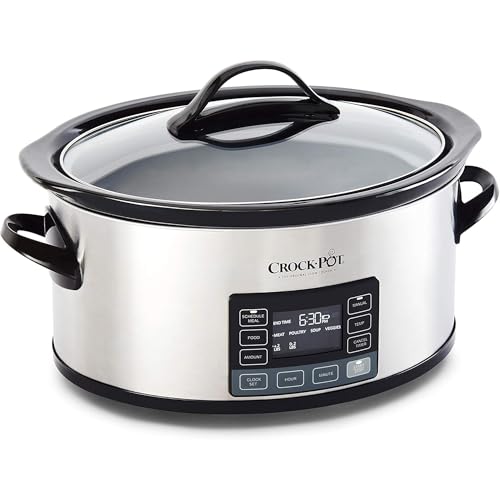 Crock-Pot MyTime Technology 6 Quart Programmable Slow Cooker and Food Warmer with Digital Timer, Stainless Steel (2137020)