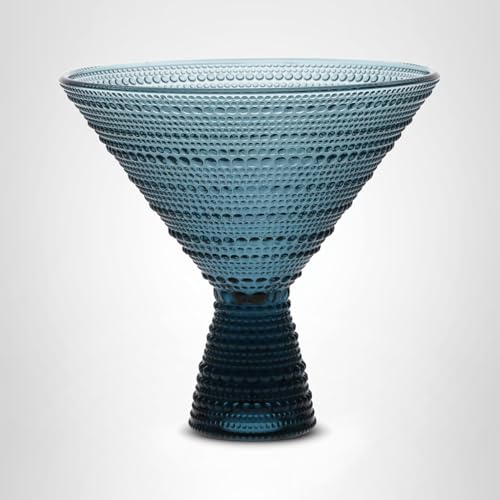 Fortessa Jupiter Beaded Hobnail Glass, 11.5 Ounce Martini (Set of 4), Cornflower Blue