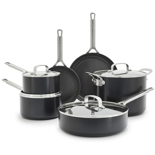 GreenPan x Bobby Flay Hard Anodized Nonstick 10 Piece Cookware Set, PFAS-Free Ceramic Pots & Pans, Induction