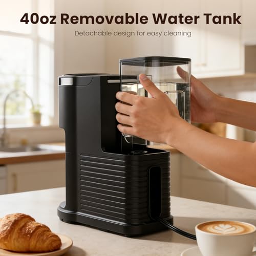 Kismile Single Serve Coffee Maker, 2 in 1 Drop Coffee Machine Compatible with K Cup & Ground Coffee, 5 Brew Sizes 6-14 Oz, 40oz Removable Water Tank,Self-Cleaning Function, Black