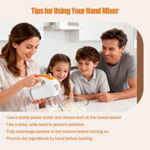 5-Speed 300W Hand Mixer Electric – Powerful Compact for Baking