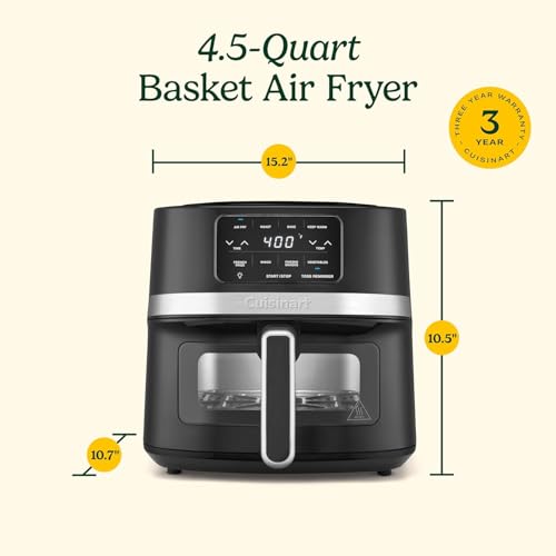 Cuisinart 4.5-Qt Basket Air Fryer, Interior light, Dishwasher-Safe Parts, 4 Presets, Roast, Bake, Broil, Air Fry & Keep Warm for Quick & Easy Meals (AIR-160C)