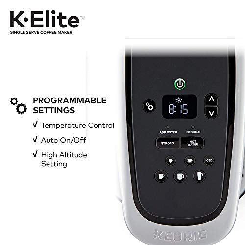 Keurig C K-Elite Maker, Single Serve K-Cup Pod Brewer, with Iced Coffee Capability, Extra Included, 75oz, Brushed Silver Plus Filter Bundle