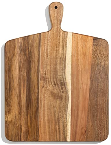 Acacia Wood Cutting Board and Chopping Board with Handle for Meat, Cheese Board, Vegetables, Bread, and Charcuterie