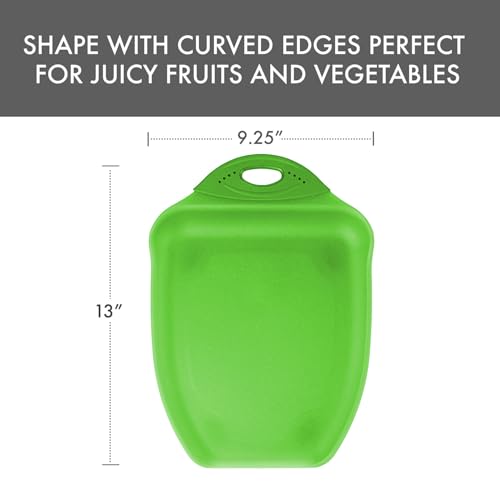 Dexas Chop & Scoop Cutting Board, 9.5 x 13 Inch, Solid Green, BPA-Free Dishwasher Safe Kitchen Prep Board with Handle