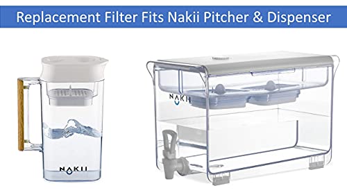 Nakii Genuine Original NFP-100 Replacement Water Filters, Official Nakii Pitcher Filter Refills, 3 Pack, WQA Certified, NSF Grade, 150-Gallon Long Life Filters, Reduces Chlorine, Mercury, Rust & More