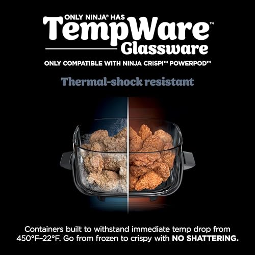 Ninja 4-QT CleanCrisp™ Glassware Container with Storage lid, Compatible with Ninja Crispi FN101 & AS101 Series, Microwave, Freezer & Dishwasher Safe, PFAS & PTFE Free Glass, XSKSFN4QT