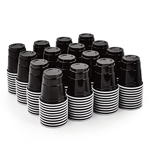 Lilymicky 600 PACK 2 oz Plastic Shot Glasses, Mini Black Disposable Shot Cups for Parties, Carnivals, and Any Events