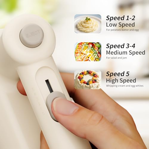 Westcookaid Hand Mixer Electric 5-Speed Upgraded Motor Turbo White