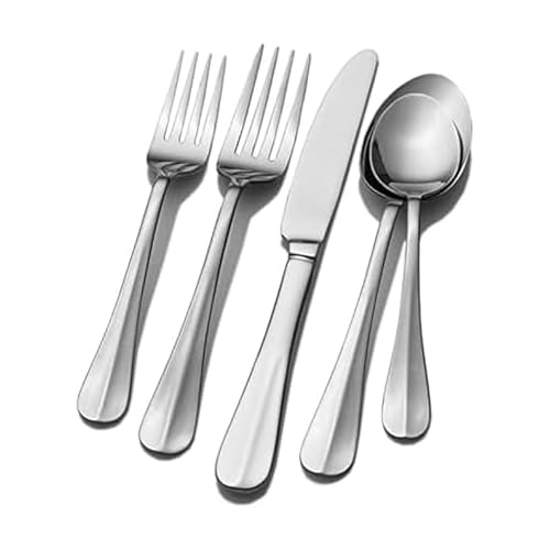 Pfaltzgraff Simplicity 53-Piece Flatware Set, 18/0 Stainless Steel Silverware Set for 8 with Serving Utensils, Classic Dining Cutlery for Everyday Use and Entertaining