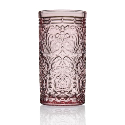 Godinger Jax Highball Beverage Glass Cup Pink - Set of 4