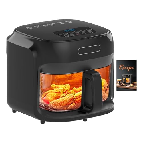 7.4QT Air Fryer with Glass Bowl, Visible Window Lid, Digital Control, 360° Rapid Air