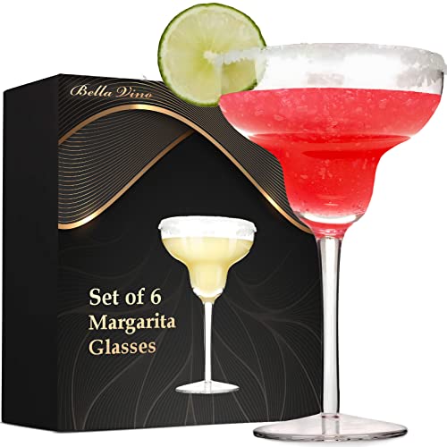 Bella Vino Set of 6 Margarita Glasses Martini Glasses, Whiskey, Gin, Tequila, Tall Cosmopolitan Glasses Bar Drinking Glasses Goblet Gift Set