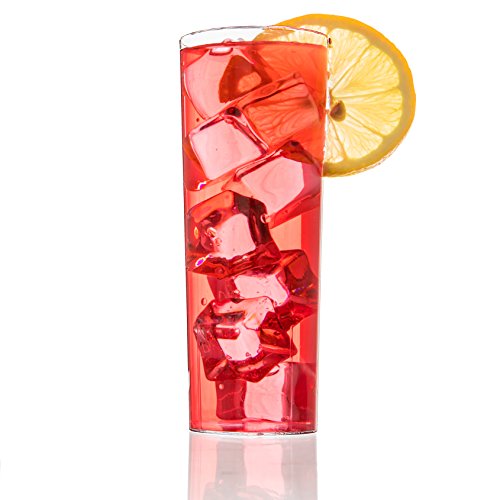 Zappy 12 Hard Plastic Highball Drinking Glasses, 10 oz Tall Collins Scotch Whiskey Glass, Party Wedding Cups, Smoothie Tumbler