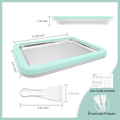 Rolled Ice Cream Maker, Instant Ice Cream Maker, Instant Gelato Pan/Roll, Homemade DIY for Fun Parent-Child Activities Families Mint Green