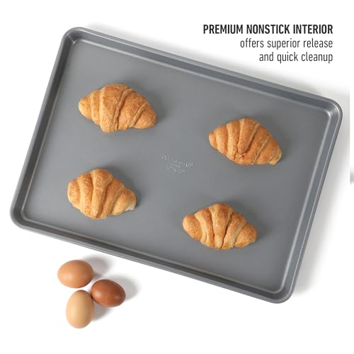 Calphalon Titan Cookie Sheet 2-Pack Set, 12 x 17 Inch Nonstick Baking Sheets, Cookie Baking Sheet, Metal Baking Sheet, PFOA-Free for Even Baking, Durable Design