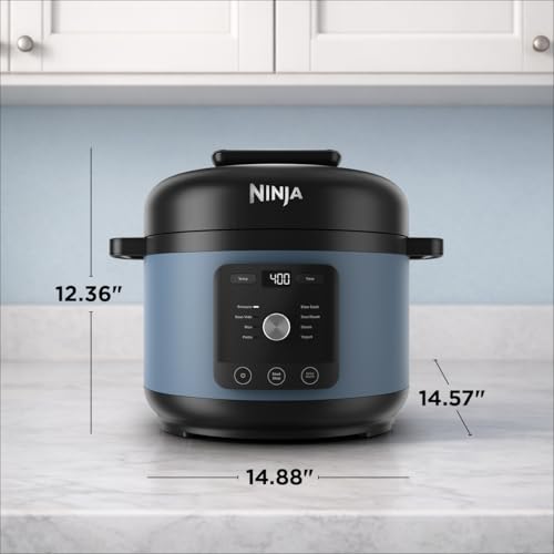 Ninja HyperHeat 9-in-1 Electric Pressure Cooker | 6.5 Qt Multi Cooker with Sear/Sauté, Slow Cooker, Rice Cooker, Sous Vide | 1200W | Fast Cooking, PFAS-Free Pot | Blue Macaron | PC201
