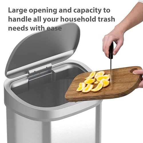 Ninestars 21 Gallons Automatic Touchless Kitchen Trash Can with Lid, Motion Sensor Trash Can for Kitchen, Living Room, Office, 80 Liter Stainless Steel Garbage Bin (21 Gallon Rectangular)