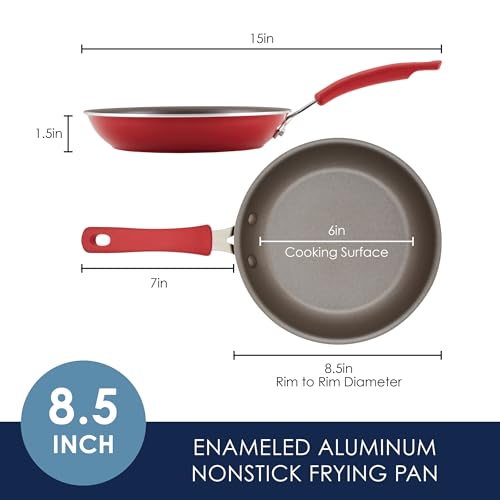 Rachael Ray Cook + Create Nonstick Frying Pan/Skillet, 8.5 Inch, Red