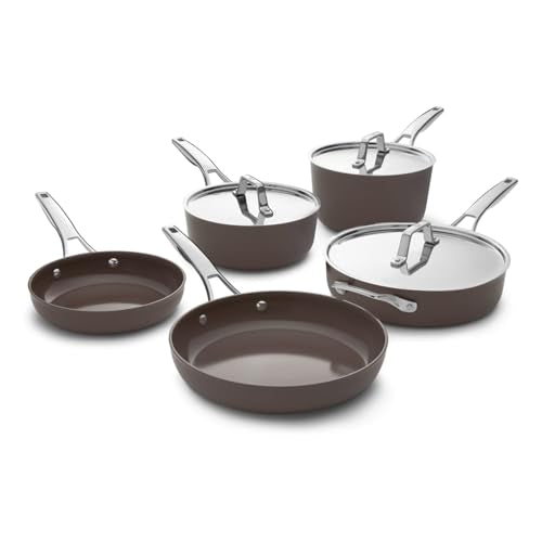 Calphalon Premier Ceramic Nonstick 8 Piece Cookware Set, Durable Pots and Pans for Everyday
