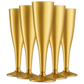 Munfix 30 Pack Gold Plastic Champagne Flutes - 5 Oz Disposable Toasting Glasses - Wedding Party Cocktail Mimosa Plastic Cups