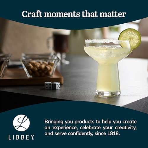 Libbey Stemless Margarita Glasses Set of 4, Classic, Lightweight Mixed Cocktail Glasses Set, Large Margarita Glass Set for Cinco de Mayo, Parties