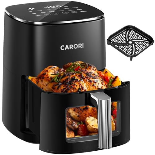 CARORI 6 Qt Air Fryer with Viewing Window, 12 Presets and DIY Mode, 1700W, 400°F Max, Large Nonstick Dishwasher-Safe