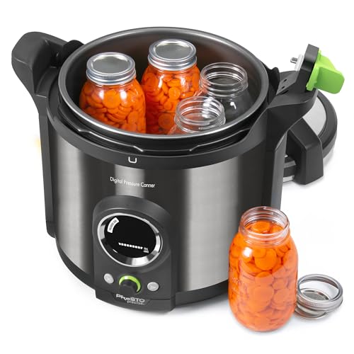 Presto 02144 12-Quart Digital Pressure Canner - Digital Display, Waterbath Capable, 10-Built-In Safety Features, Recipe Book, Black Stainless Steel